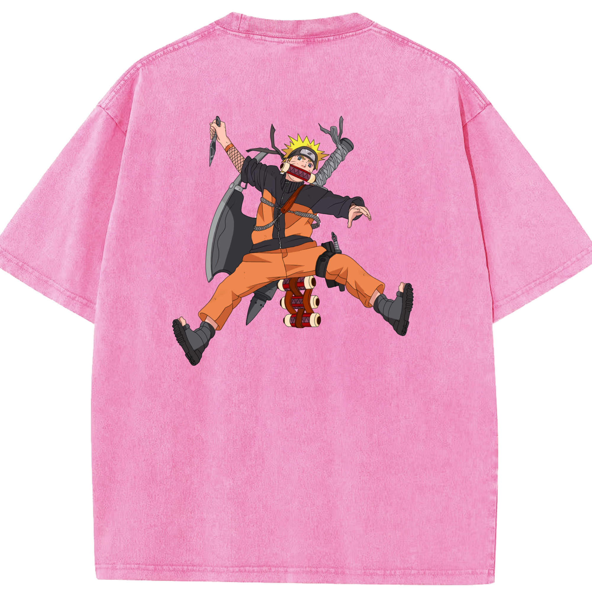 （画像用） NARUTO -ナルト- うずまき ナルト Uzumaki Naruto 綿100% ヴィンテージ風 半袖Tシャツ（背面プリント）